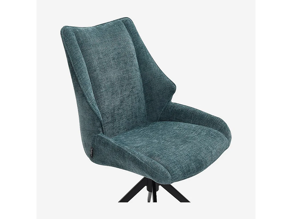 Habitat - Lot de 2 chaises pivotantes en tissu chenille et métal noir - Bleu canard - Osta