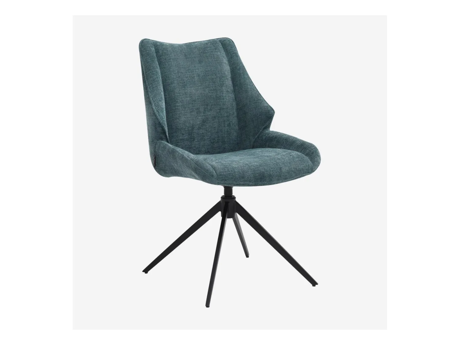 Habitat - Lot de 2 chaises pivotantes en tissu chenille et métal noir - Bleu canard - Osta