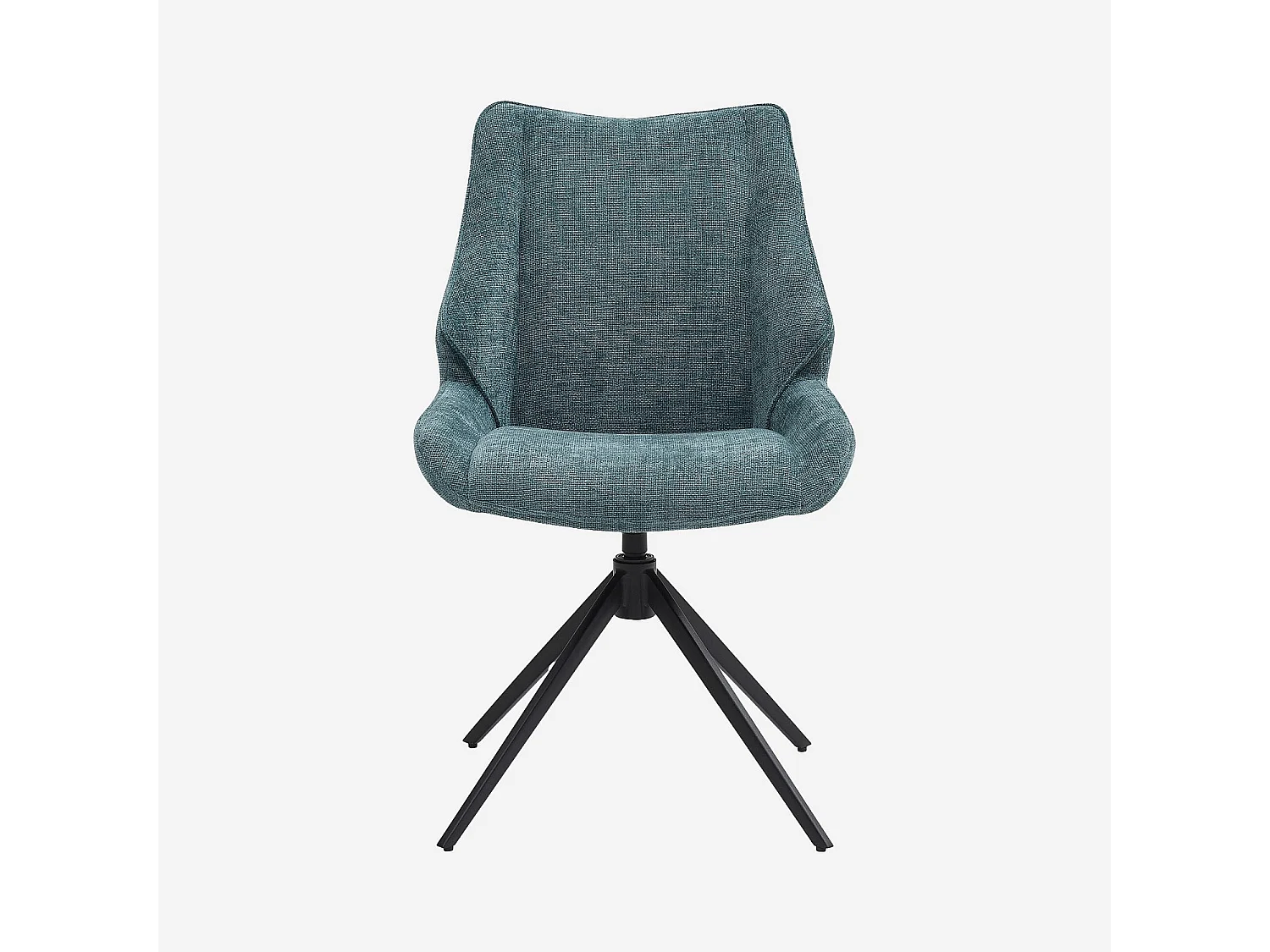 Lot de 2 chaises pivotantes en tissu chenille et métal noir - Bleu canard