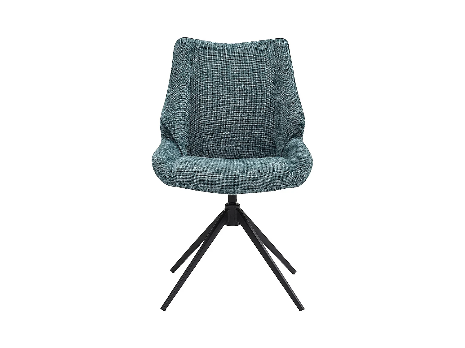 Habitat - Lot de 2 chaises pivotantes en tissu chenille et métal noir - Bleu canard - Osta