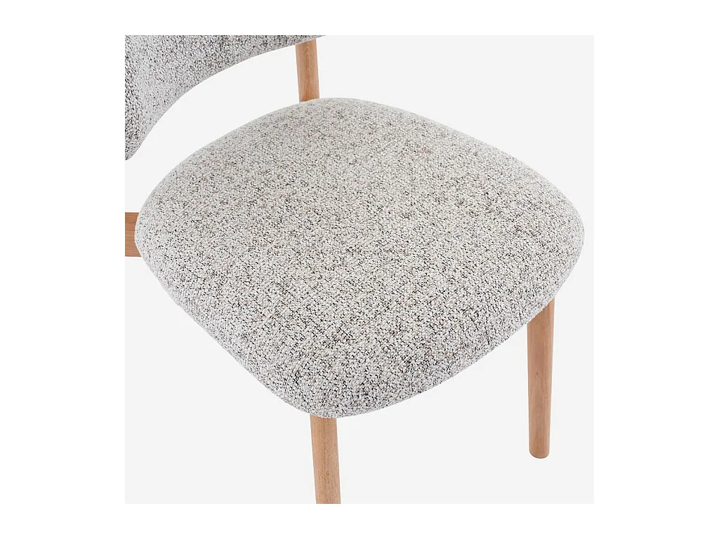 Habitat - Lot de 2 chaises en tissu texturé et chêne massif - Beige chiné - Sedino