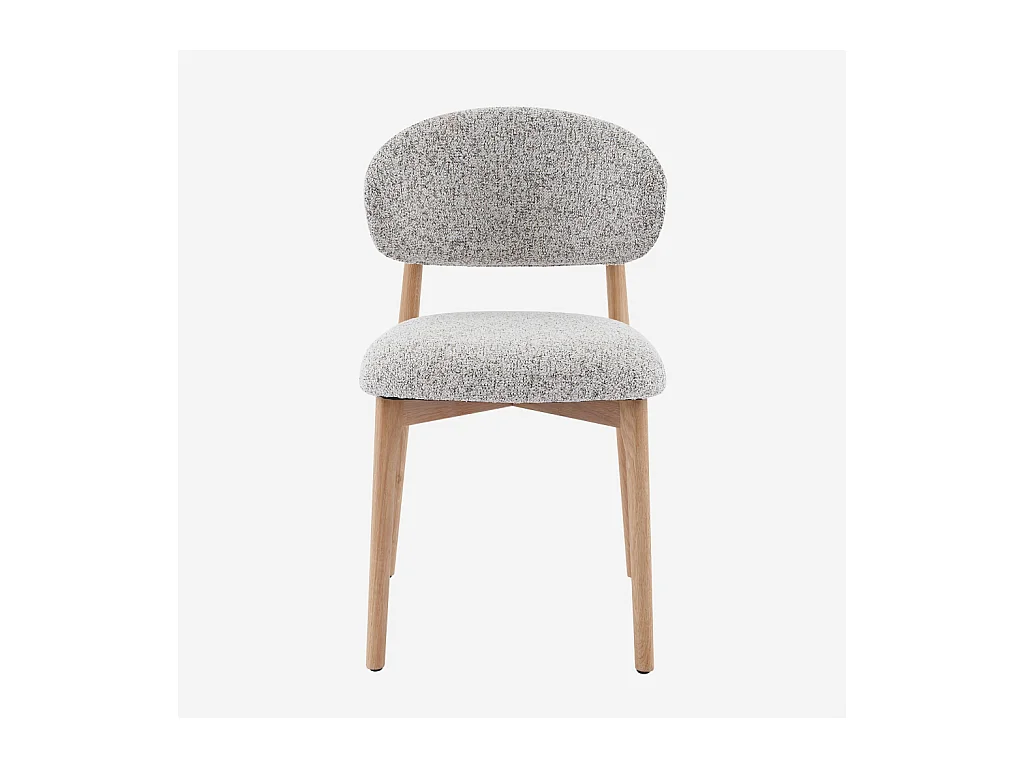 Habitat - Lot de 2 chaises en tissu texturé et chêne massif - Beige chiné - Sedino