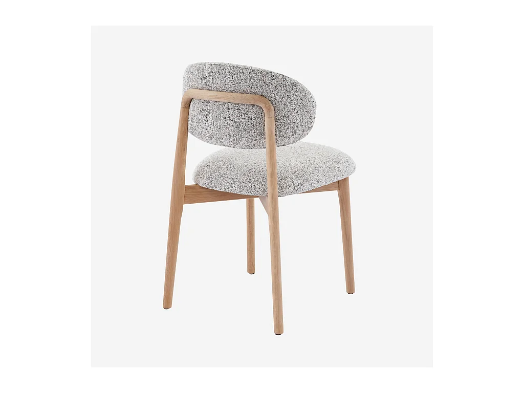 Habitat - Lot de 2 chaises en tissu texturé et chêne massif - Beige chiné - Sedino