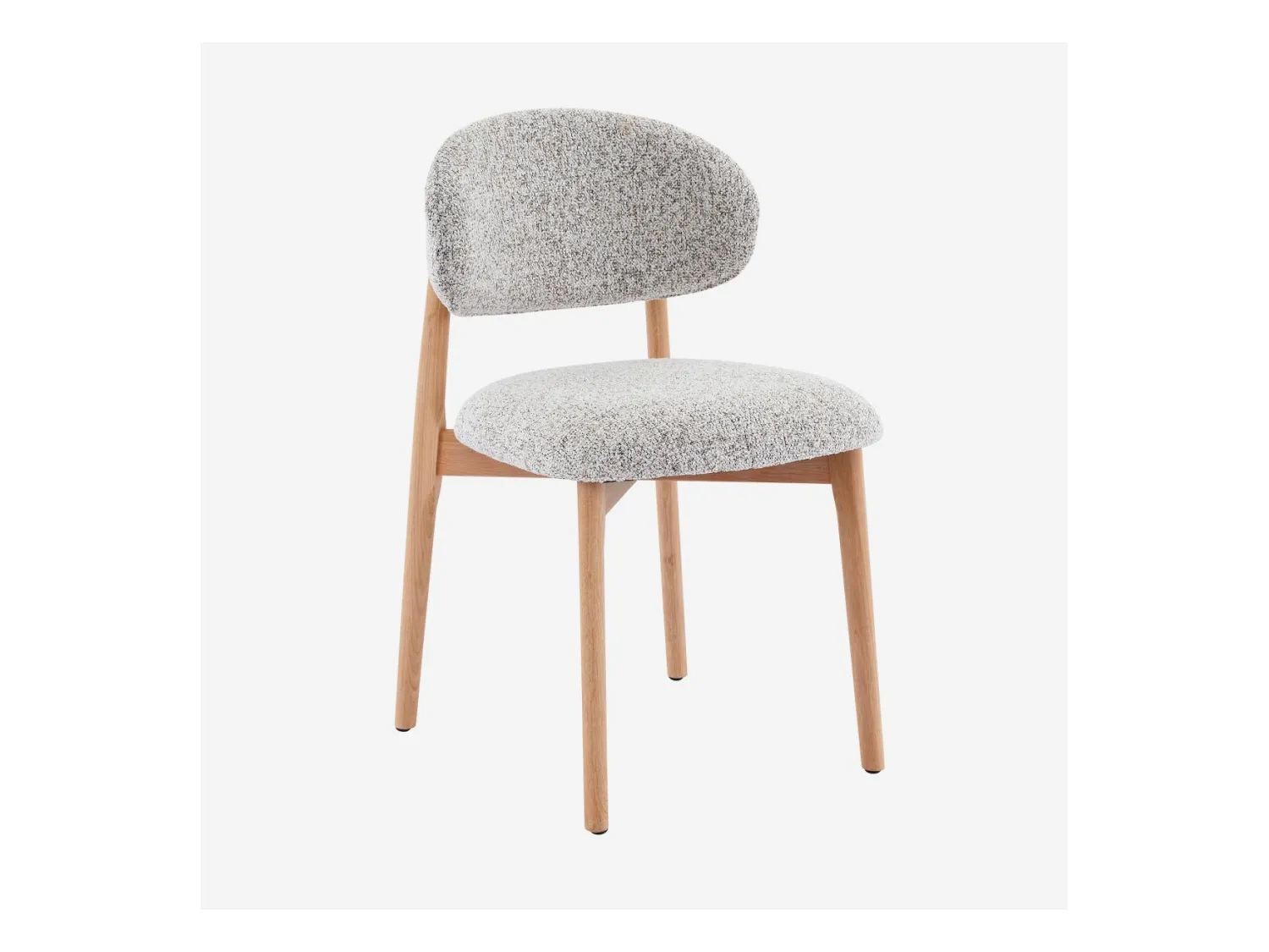 Habitat - Lot de 2 chaises en tissu texturé et chêne massif - Beige chiné - Sedino