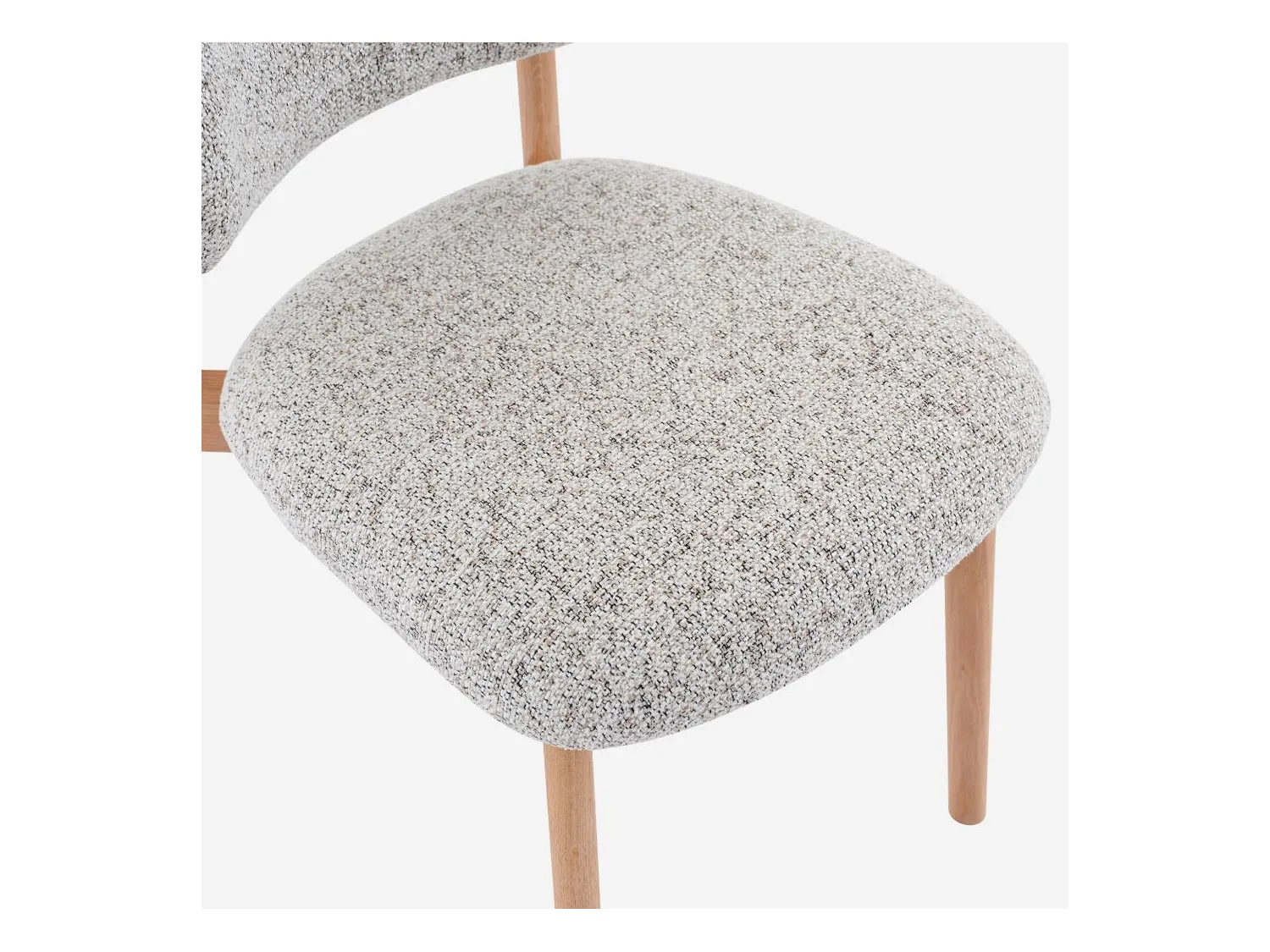 Habitat - Lot de 2 chaises en tissu texturé et chêne massif - Beige chiné - Sedino
