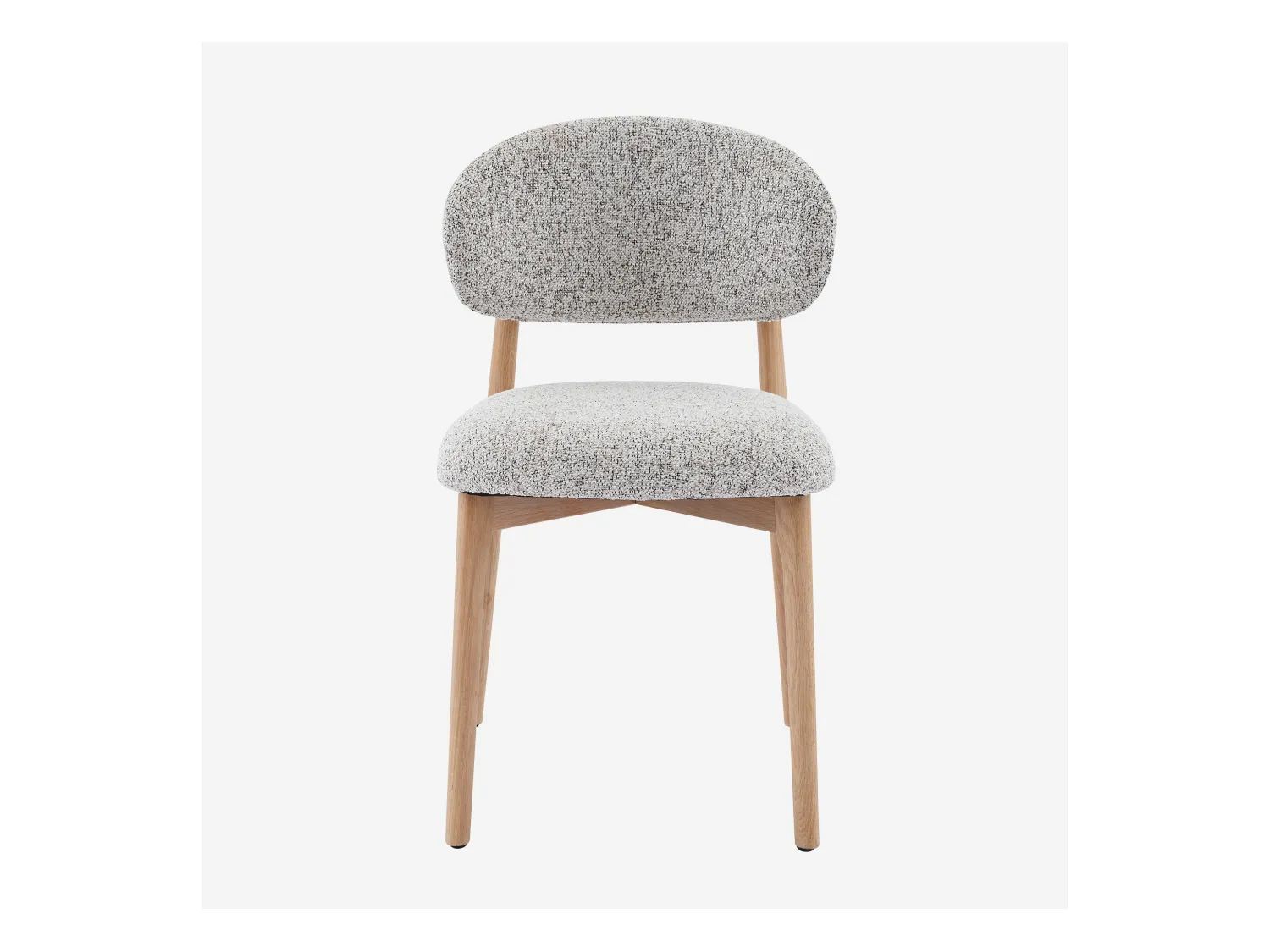 Habitat - Lot de 2 chaises en tissu texturé et chêne massif - Beige chiné - Sedino