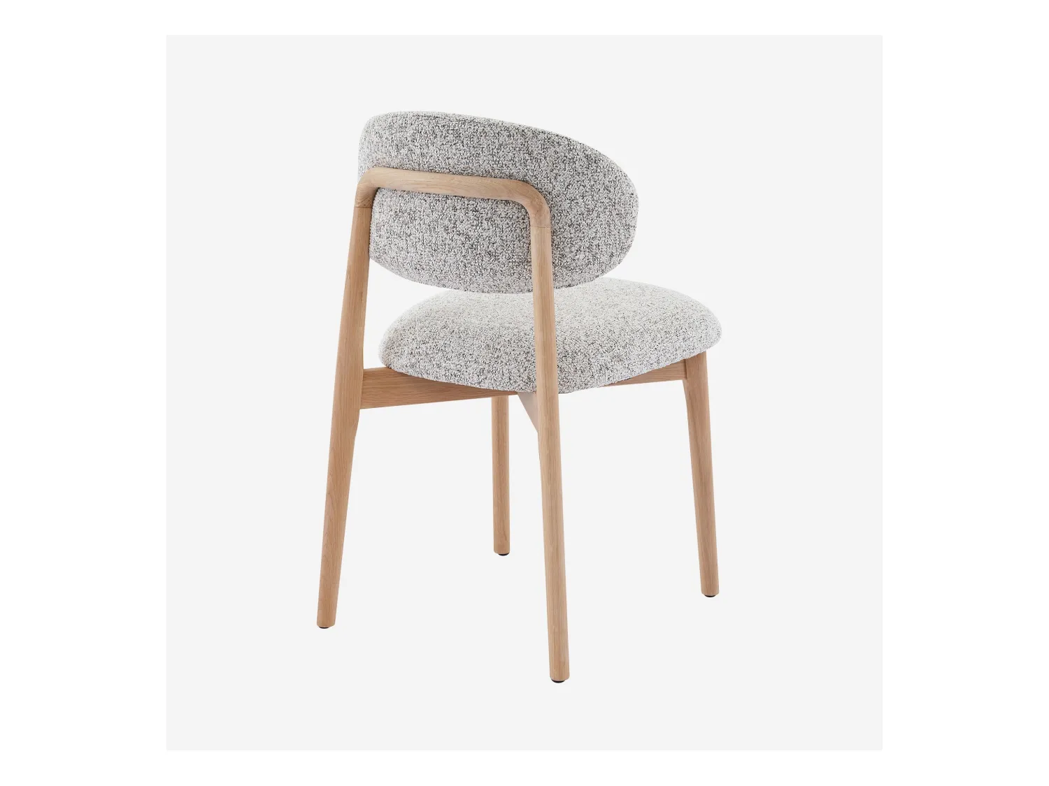 Habitat - Lot de 2 chaises en tissu texturé et chêne massif - Beige chiné - Sedino