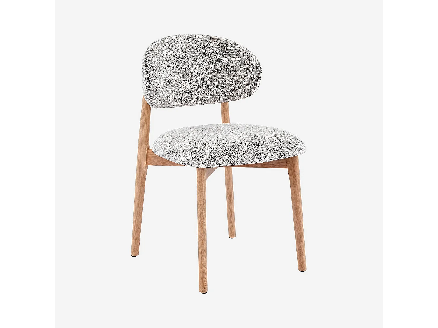 Habitat - Lot de 2 chaises en tissu texturé et chêne massif - Beige chiné - Sedino
