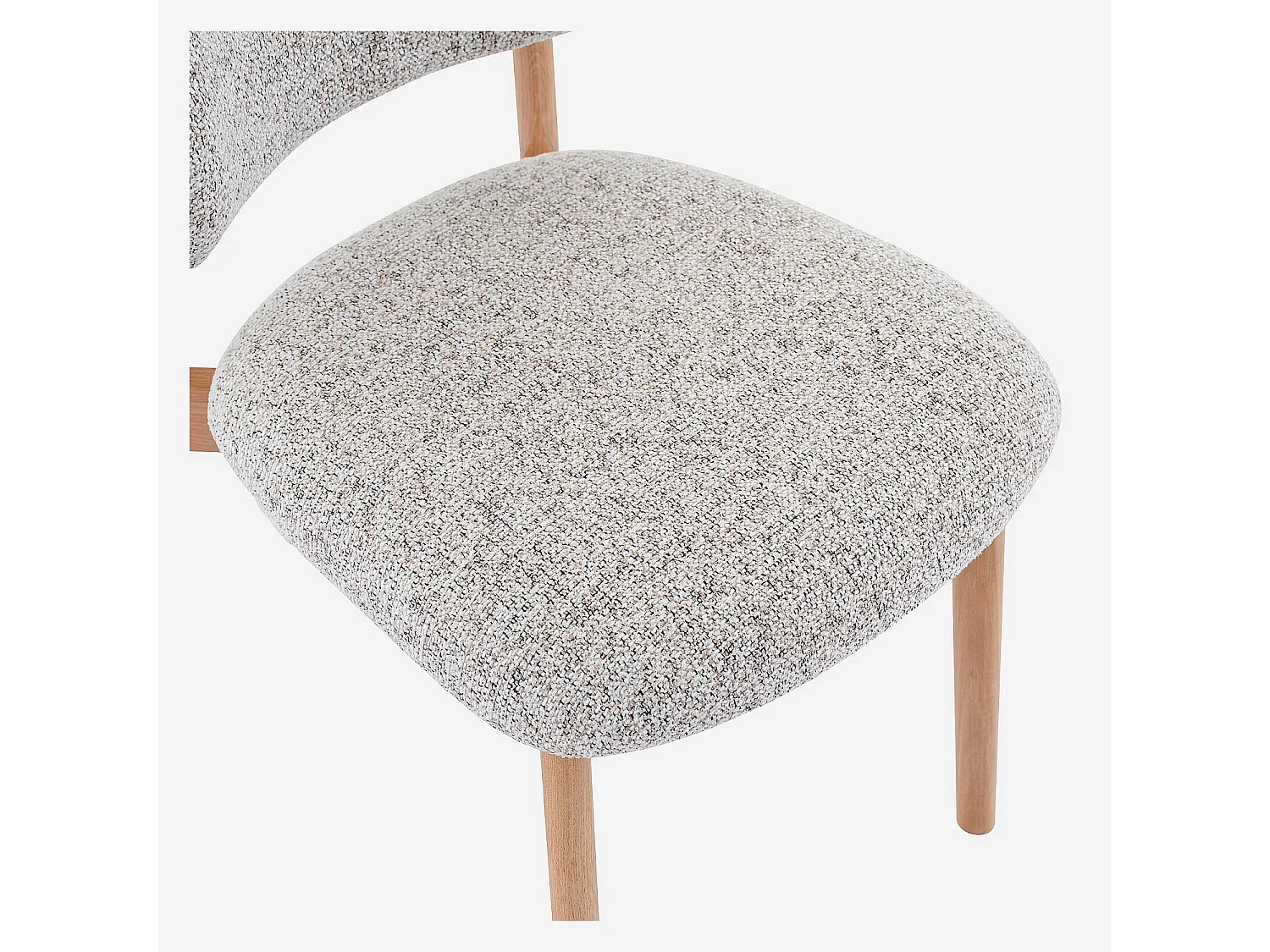 Habitat - Lot de 2 chaises en tissu texturé et chêne massif - Beige chiné - Sedino
