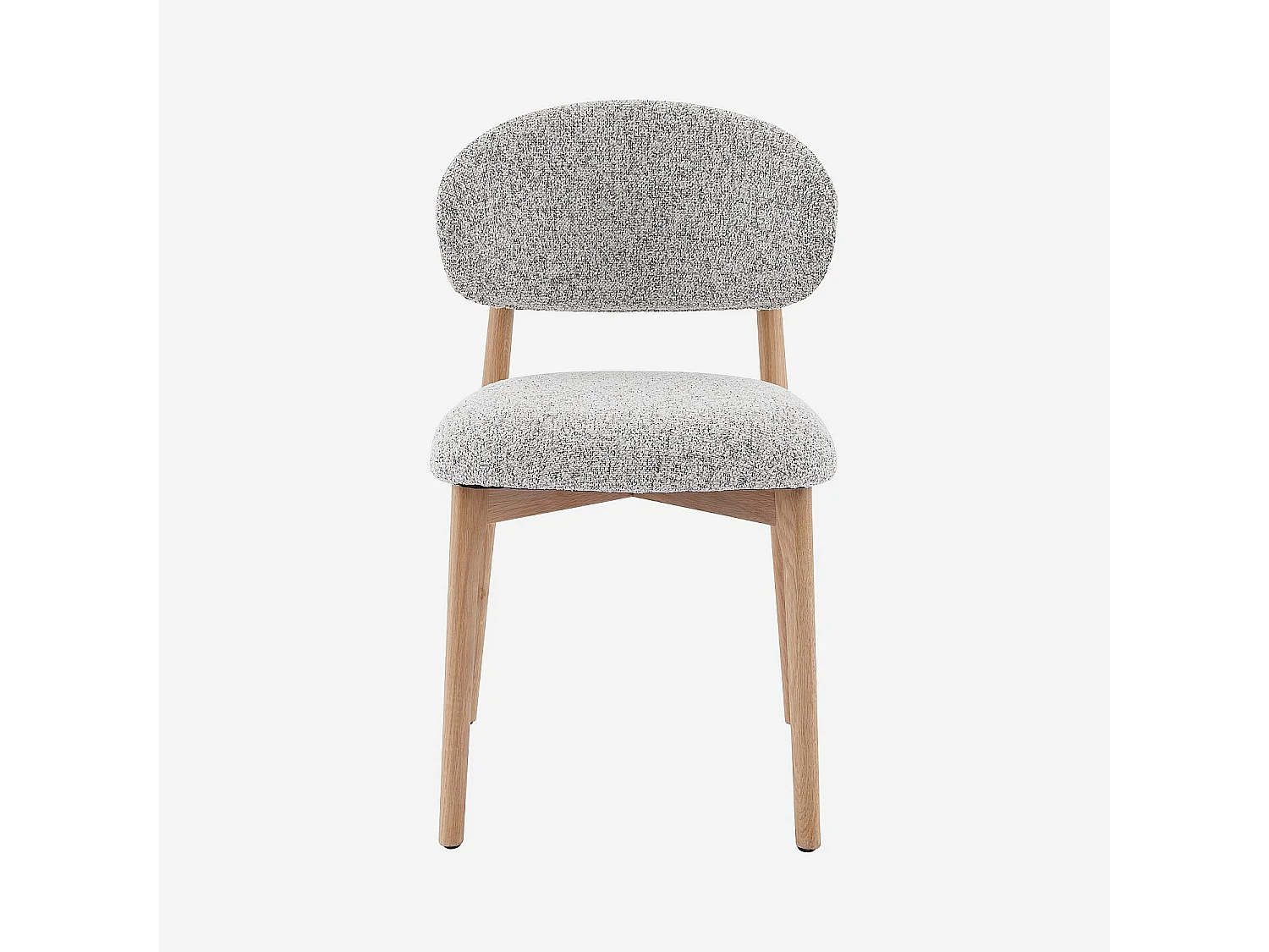 Habitat - Lot de 2 chaises en tissu texturé et chêne massif - Beige chiné - Sedino