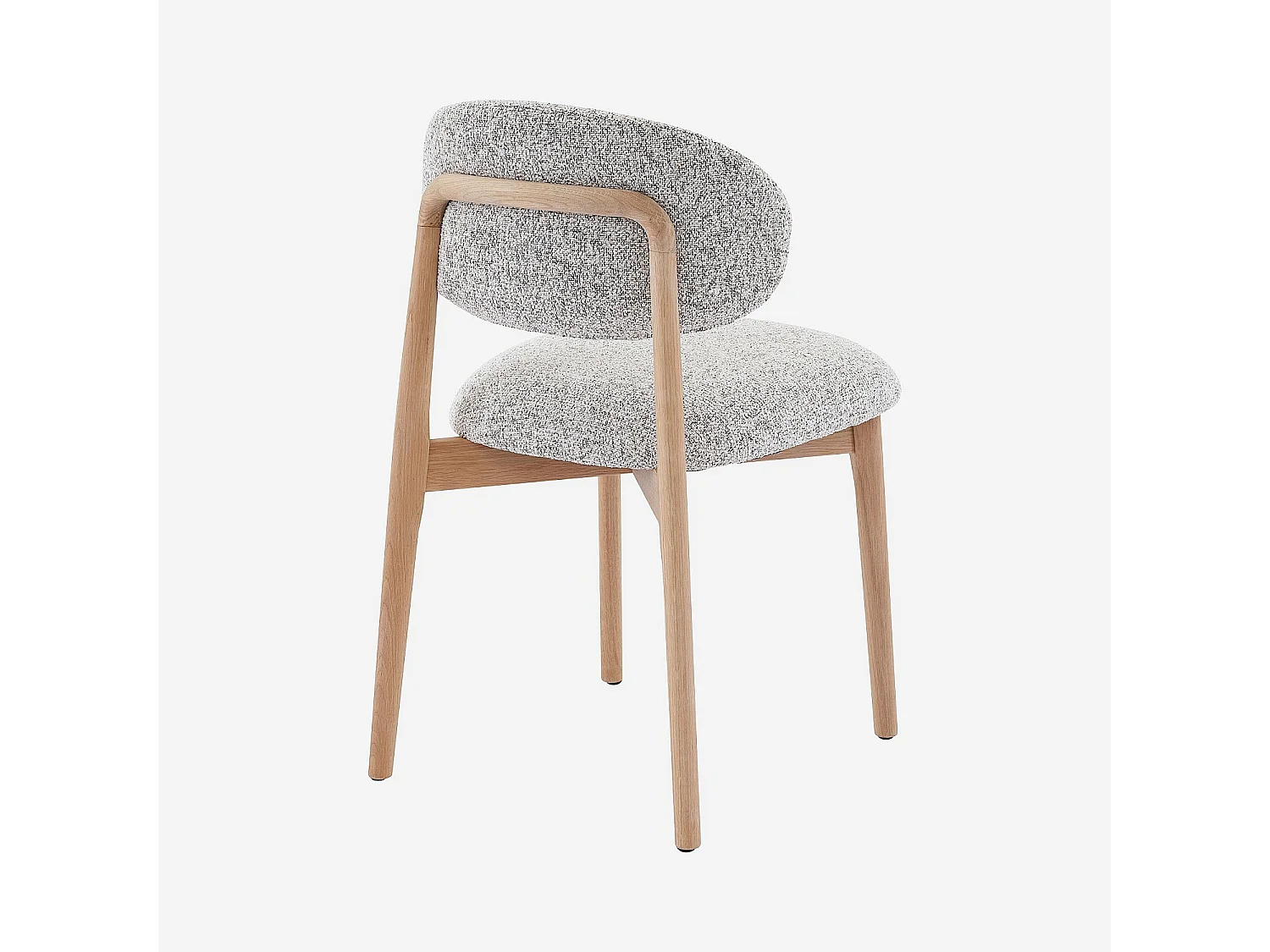 Habitat - Lot de 2 chaises en tissu texturé et chêne massif - Beige chiné - Sedino