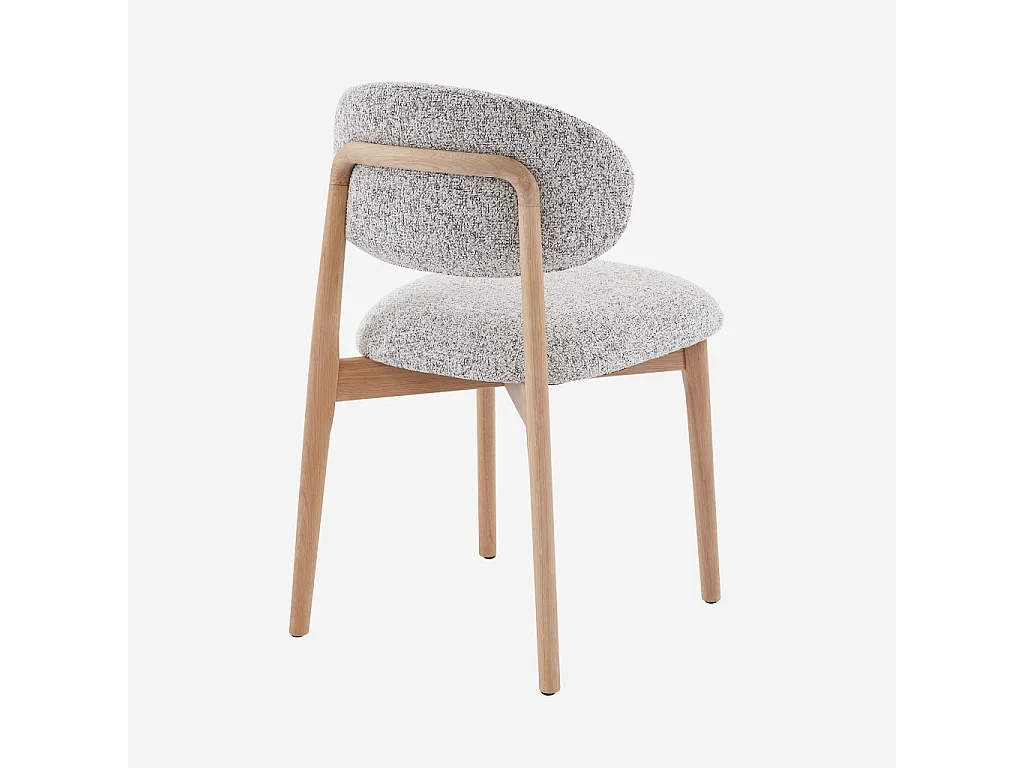 Habitat - Lot de 2 chaises en tissu texturé et chêne massif - Beige chiné - Sedino