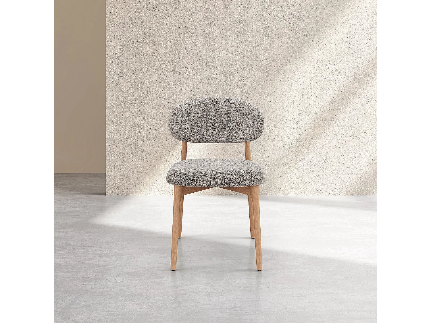 Habitat - Lot de 2 chaises en tissu texturé et chêne massif - Beige chiné - Sedino