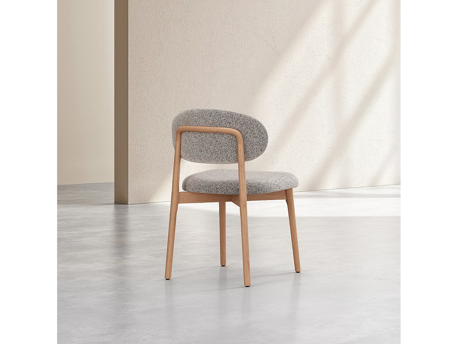 Habitat - Lot de 2 chaises en tissu texturé et chêne massif - Beige chiné - Sedino
