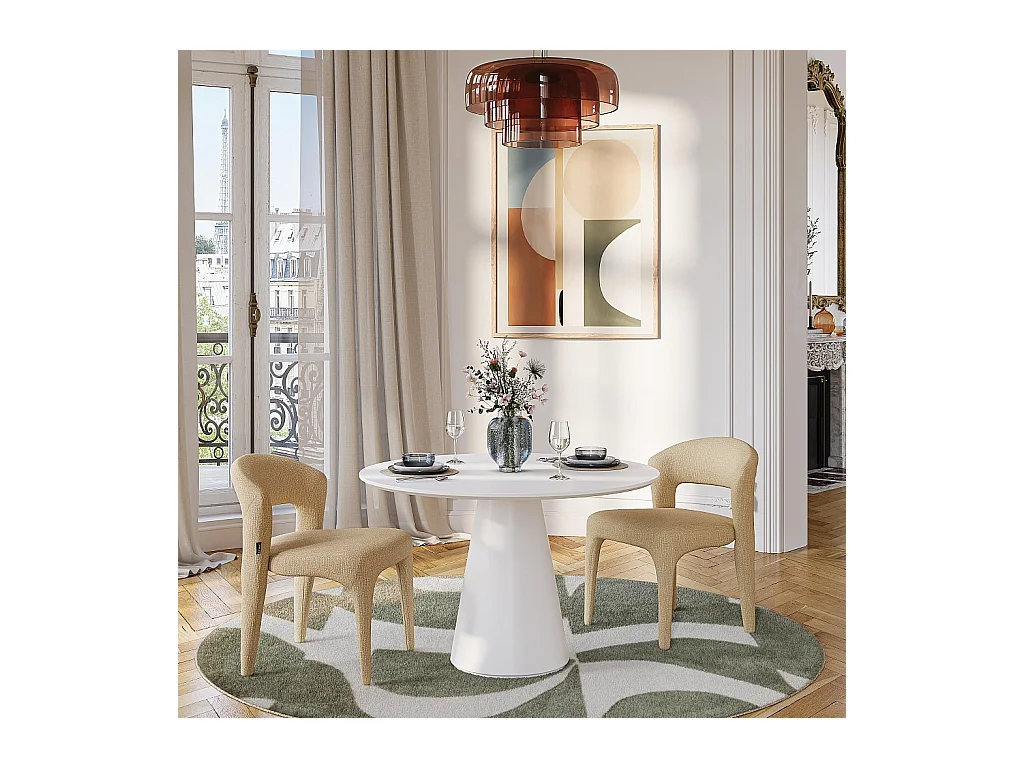 Habitat - Table ronde finition mate - Blanc - Sibari