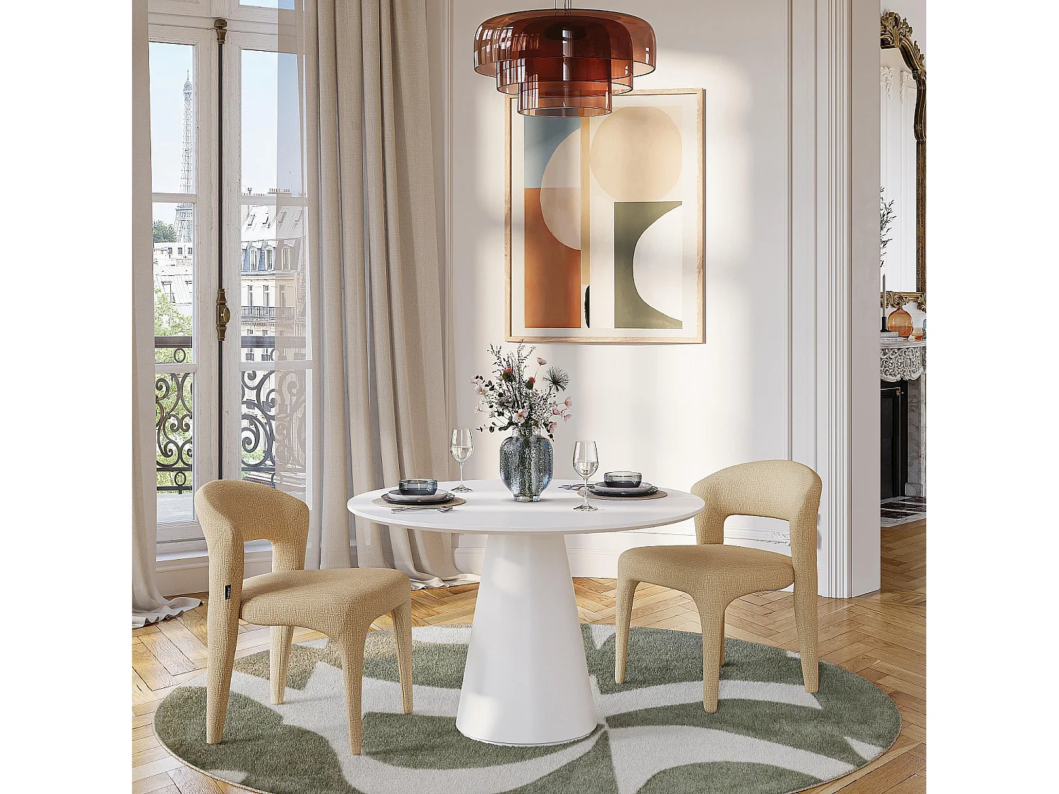 Habitat - Table ronde finition mate - Blanc - Sibari