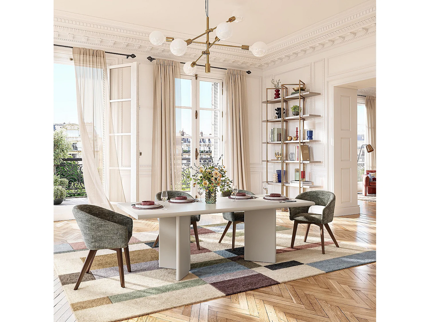 Habitat - Table rectangulaire finition mate - Crème - Vanda