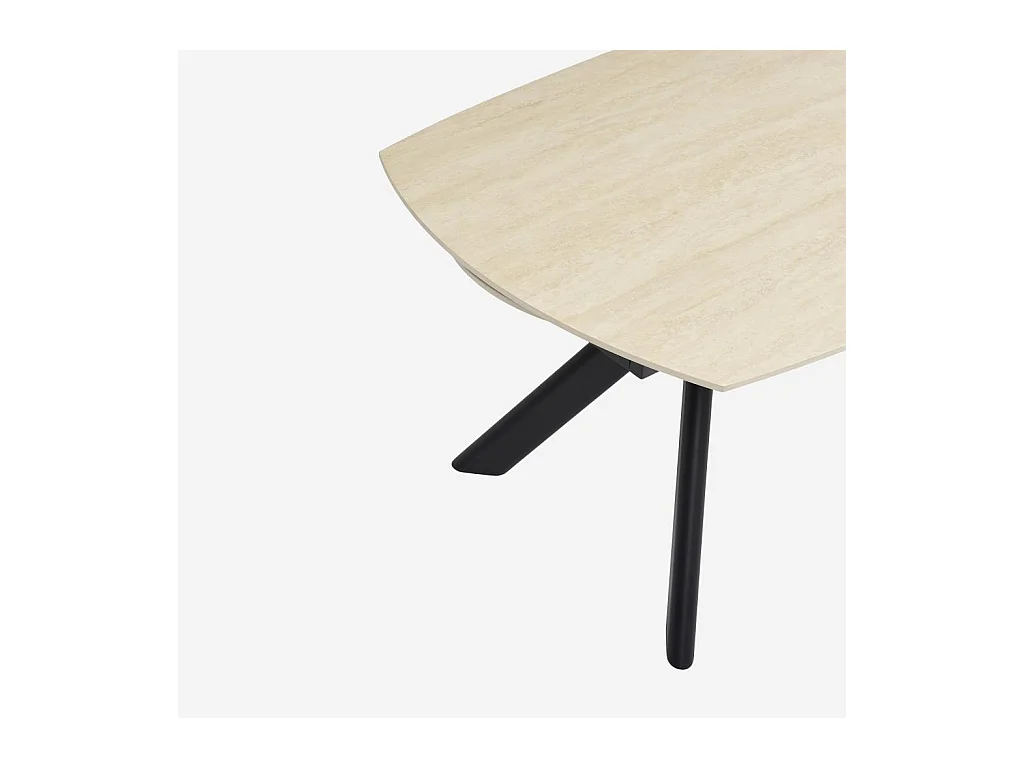Habitat - Table ovale extensible en céramique effet travertin - Beige - Tibur