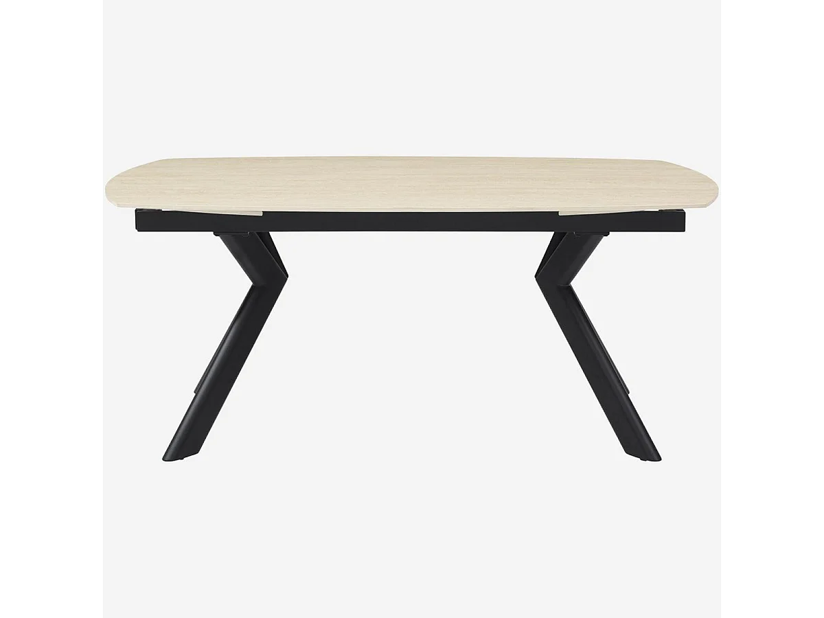 Habitat - Table ovale extensible en céramique effet travertin - Beige - Tibur