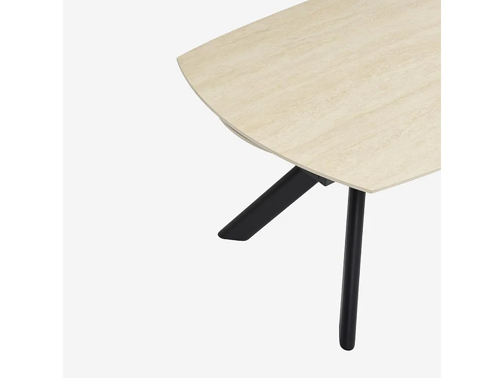 Habitat - Table ovale extensible en céramique effet travertin - Beige - Tibur