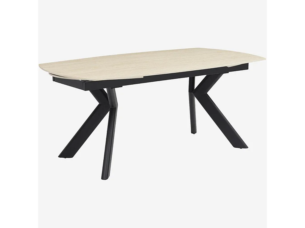 Habitat - Table ovale extensible en céramique effet travertin - Beige - Tibur