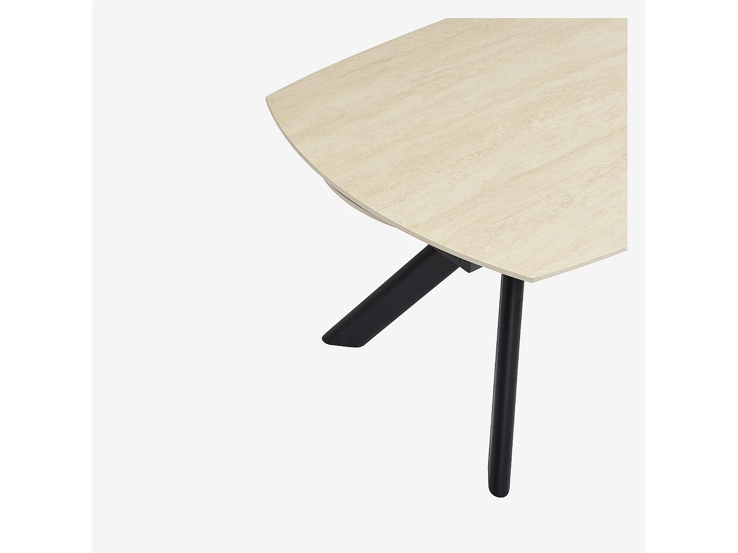 Habitat - Table ovale extensible en céramique effet travertin - Beige - Tibur