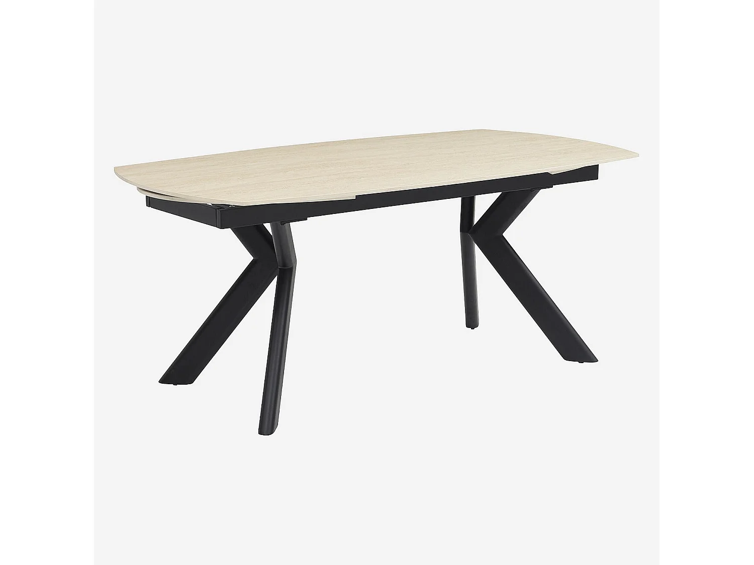 Habitat - Table ovale extensible en céramique effet travertin - Beige - Tibur