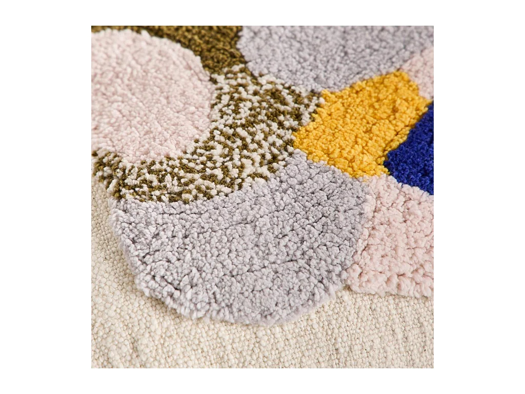 Habitat - Coussin tufté en coton - 45 x 45 cm - Vert kaki et bleu - Design by Floriane Jacques - Aubin