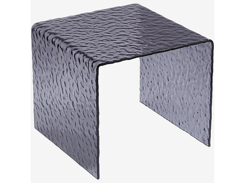 Habitat - Table d'appoint carrée en verre trempé bullé - Gris fumé - Izlana