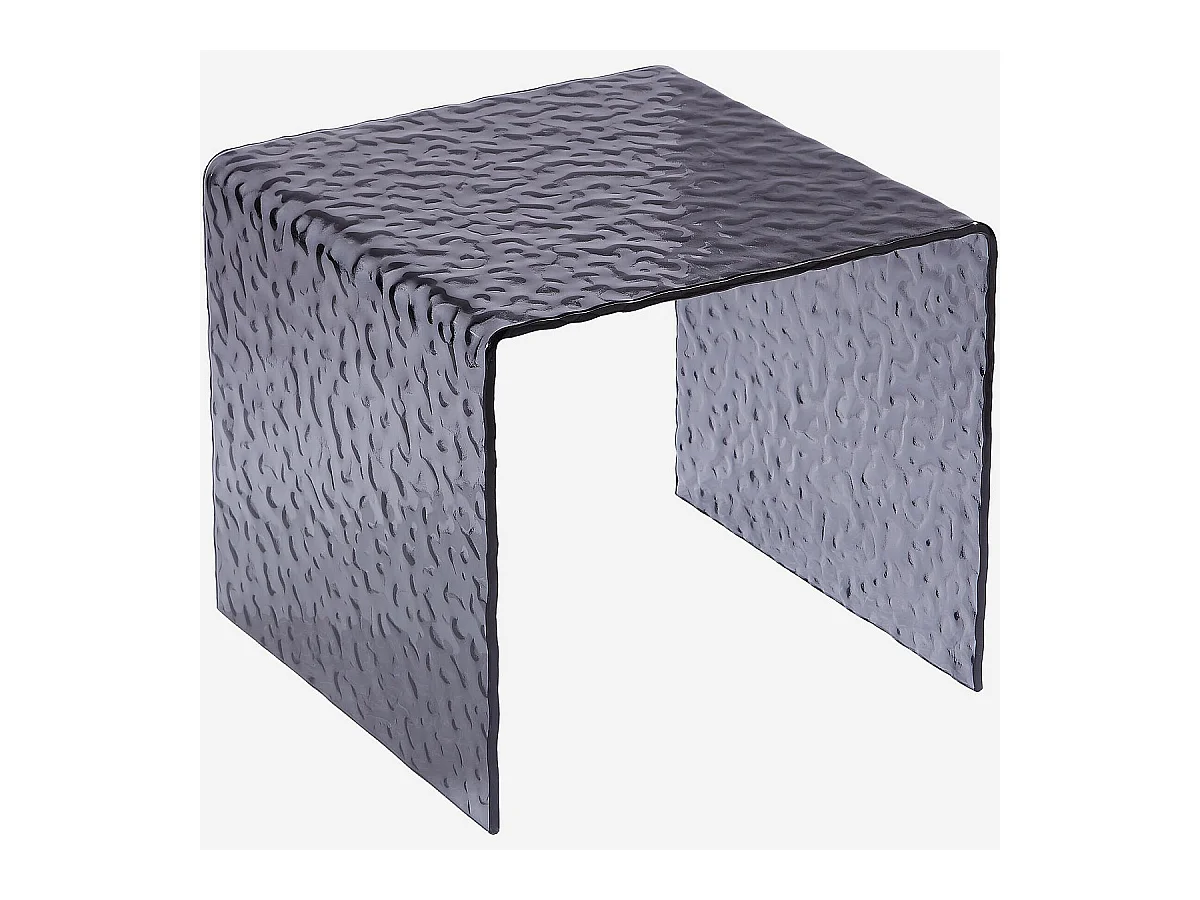 Habitat - Table d'appoint carrée en verre trempé bullé - Gris fumé - Izlana