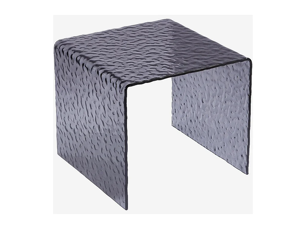 Habitat - Table d'appoint carrée en verre trempé bullé - Gris fumé - Izlana