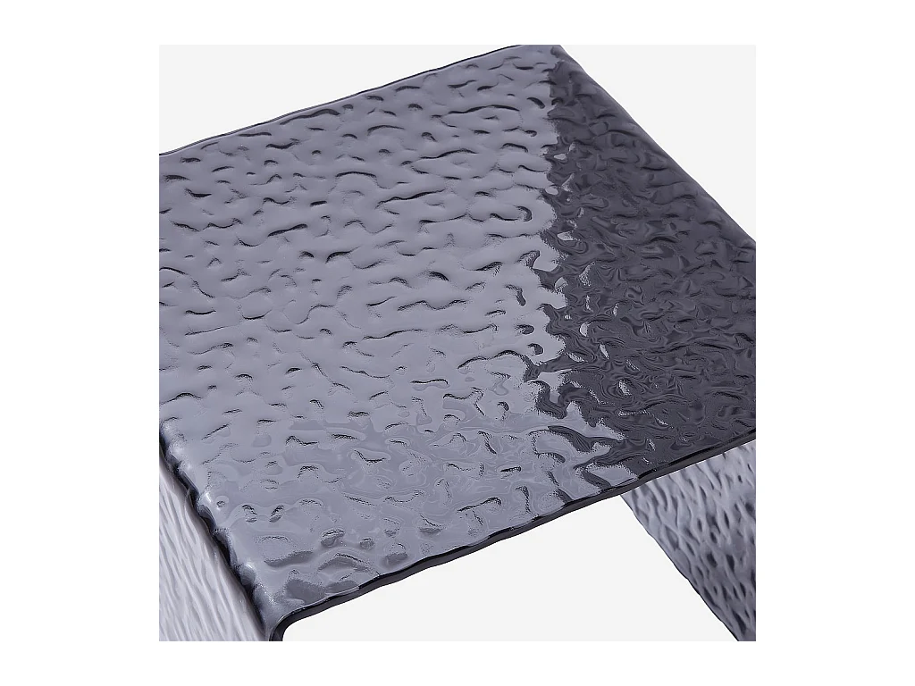Habitat - Table d'appoint carrée en verre trempé bullé - Gris fumé - Izlana
