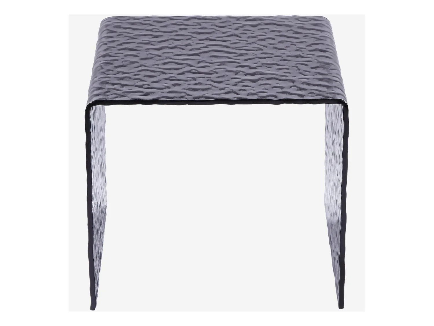 Habitat - Table d'appoint carrée en verre trempé bullé - Gris fumé - Izlana