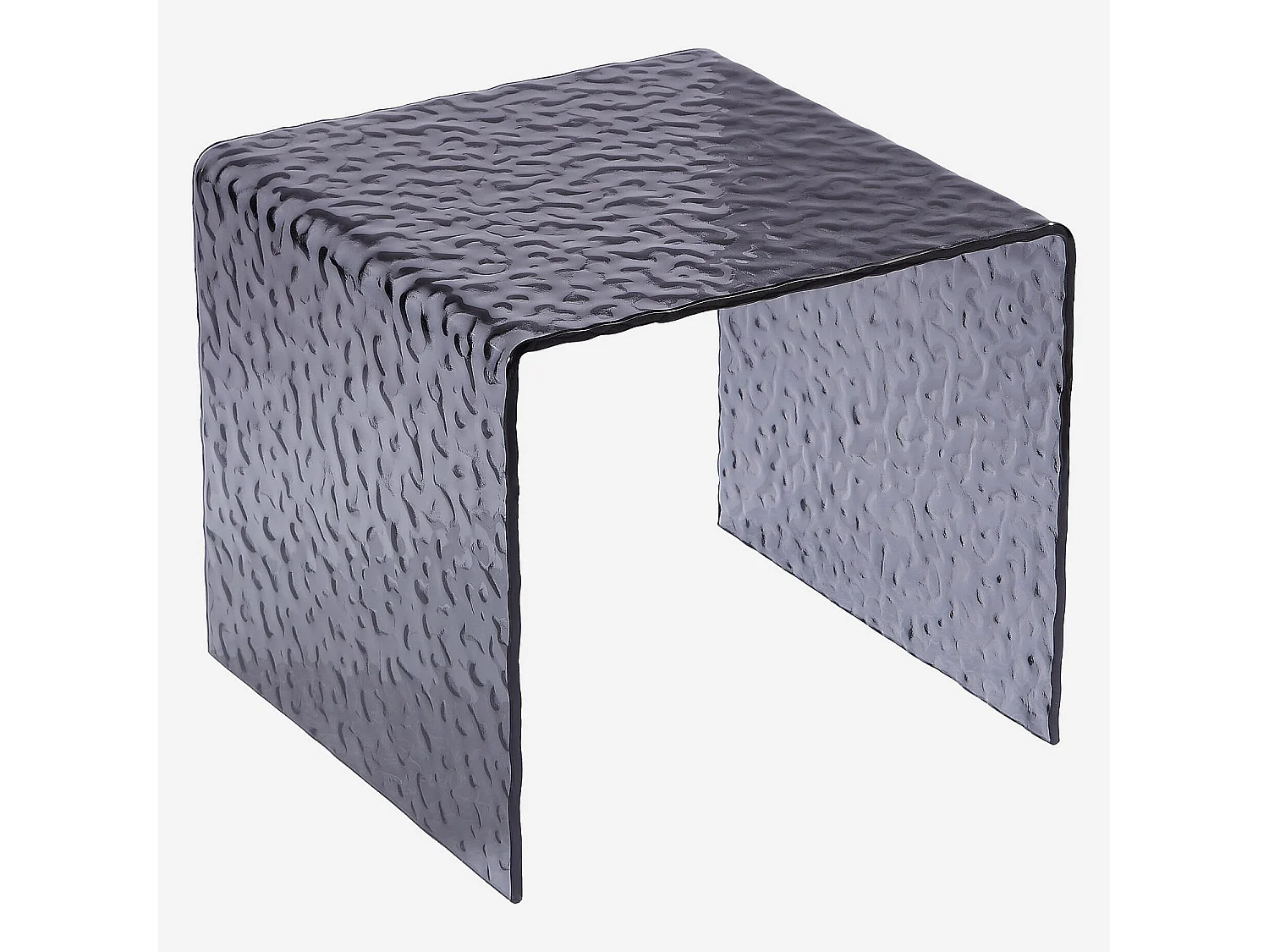 Habitat - Table d'appoint carrée en verre trempé bullé - Gris fumé - Izlana