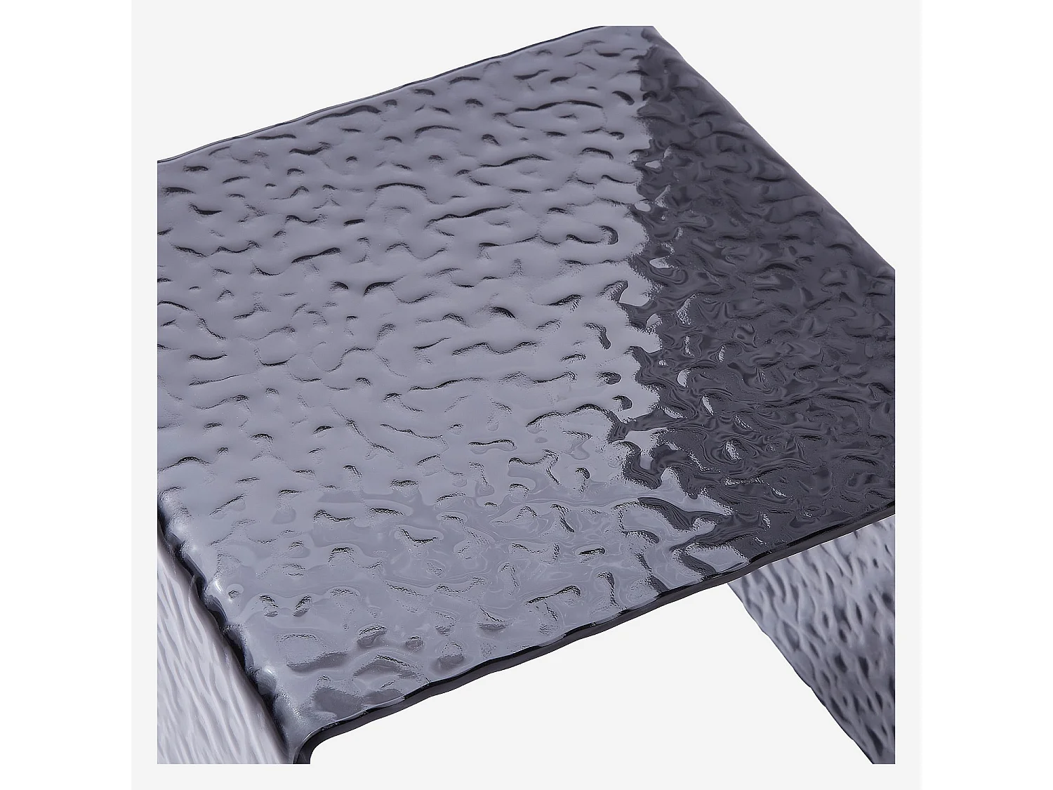 Table d'appoint carrée en verre trempé bullé - Gris fumé