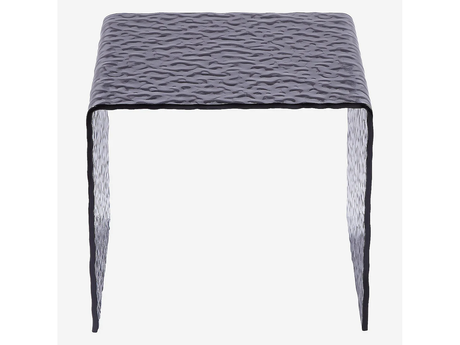 Table d'appoint carrée en verre trempé bullé - Gris fumé