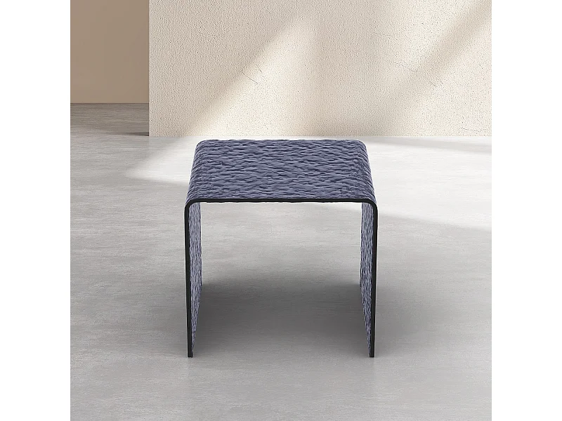 Habitat - Table d'appoint carrée en verre trempé bullé - Gris fumé - Izlana