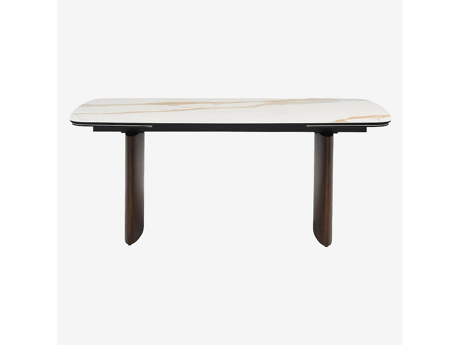 Habitat - Table rectangulaire extensible en céramique et pieds finition noyer - Beige - Fesinos