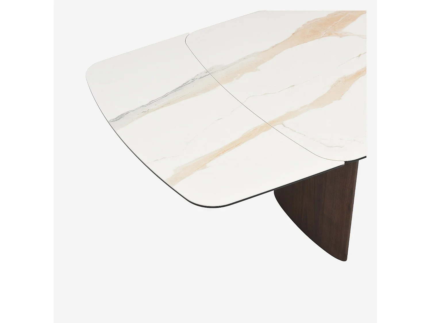 Habitat - Table rectangulaire extensible en céramique et pieds finition noyer - Beige - Fesinos