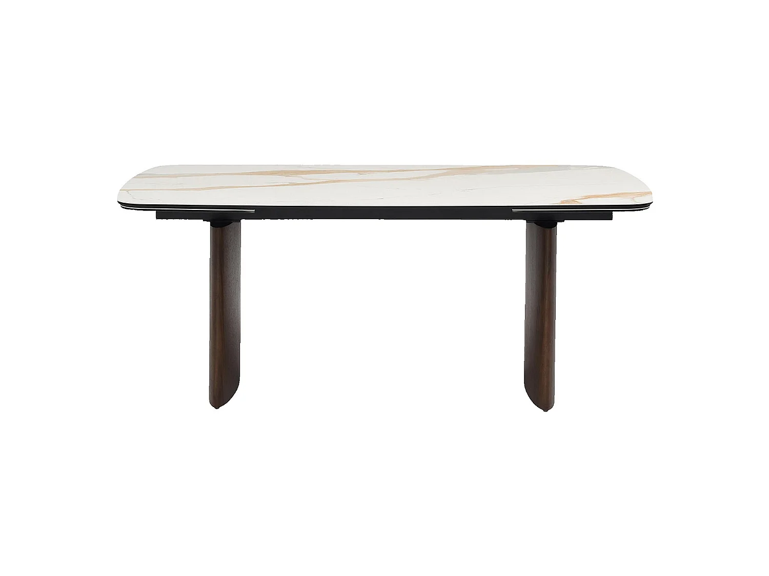Habitat - Table à manger rectangulaire extensible en céramique et pieds finition noyer - 6 à 10 couverts - Beige - Fesinos