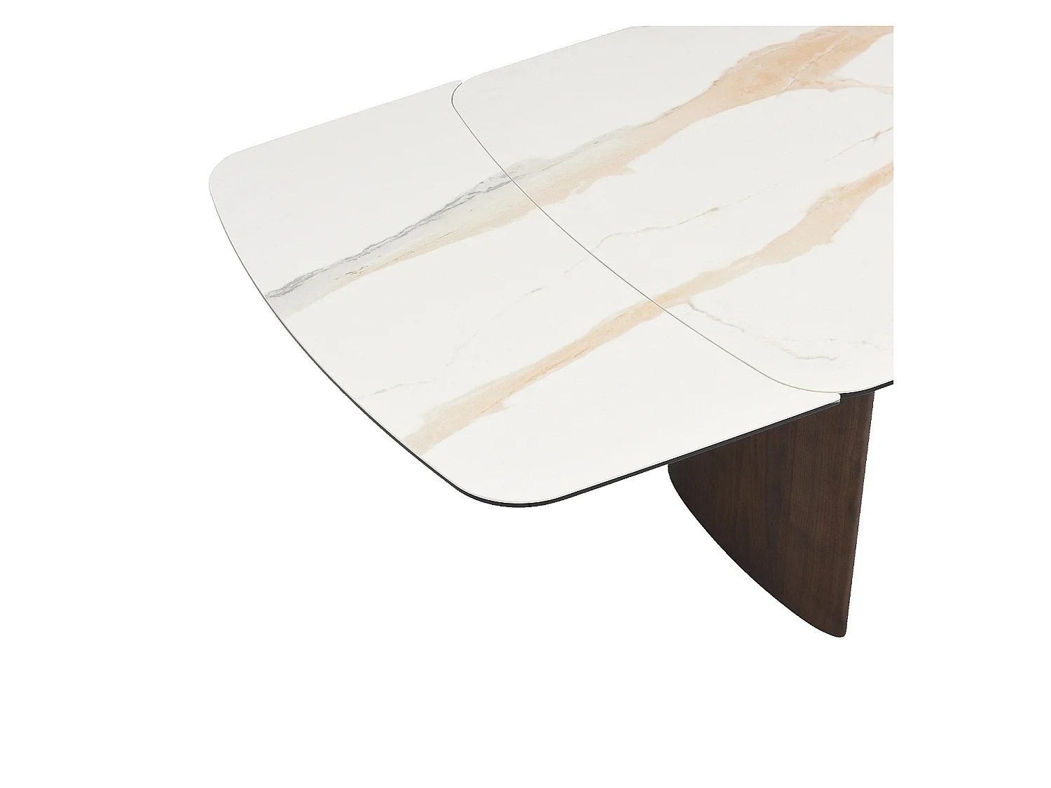 Habitat - Table à manger rectangulaire extensible en céramique et pieds finition noyer - 6 à 10 couverts - Beige - Fesinos