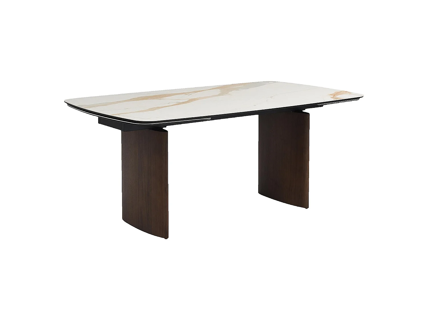 Habitat - Table à manger rectangulaire extensible en céramique et pieds finition noyer - 6 à 10 couverts - Beige - Fesinos