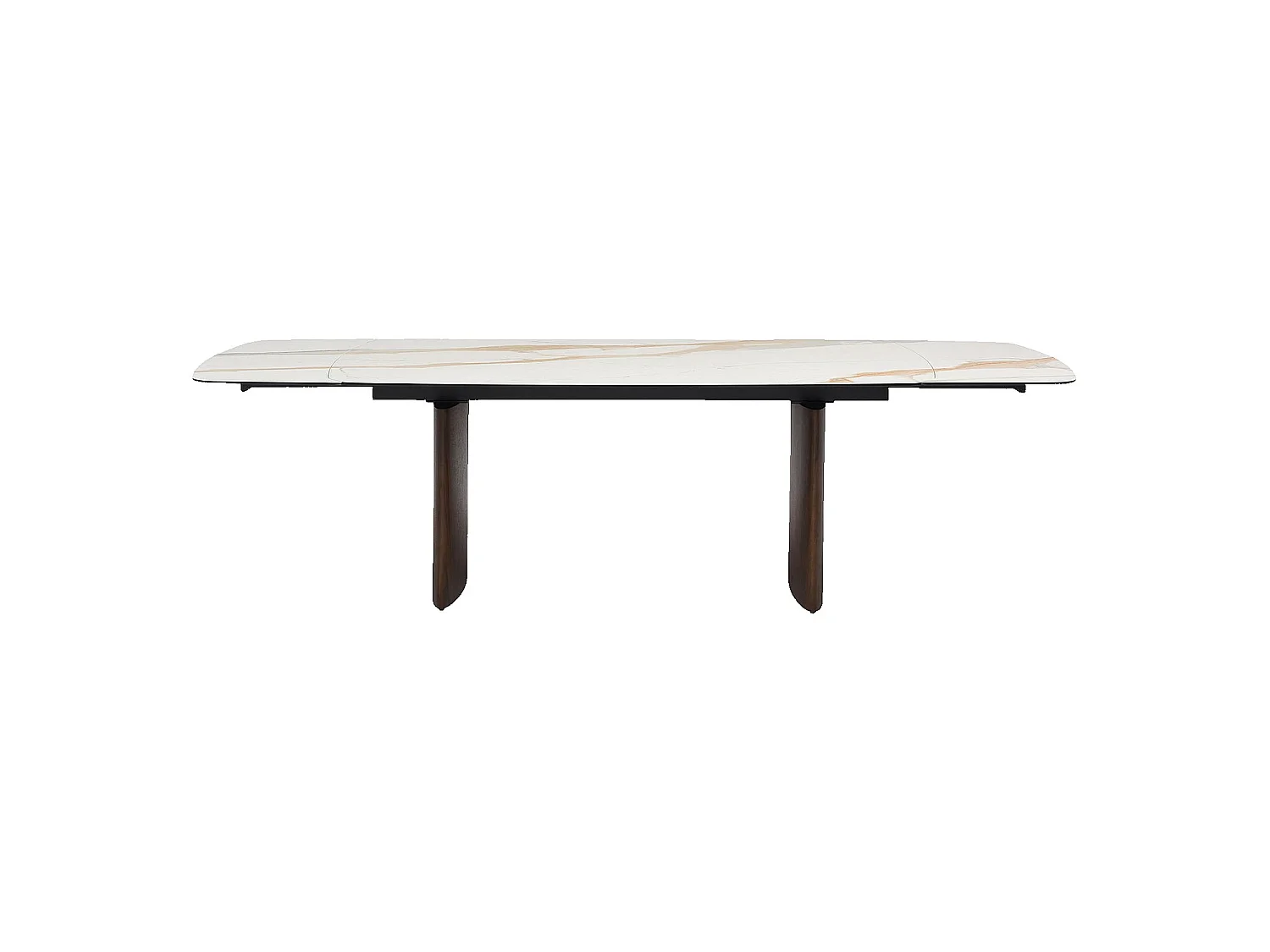 Habitat - Table à manger rectangulaire extensible en céramique et pieds finition noyer - 6 à 10 couverts - Beige - Fesinos
