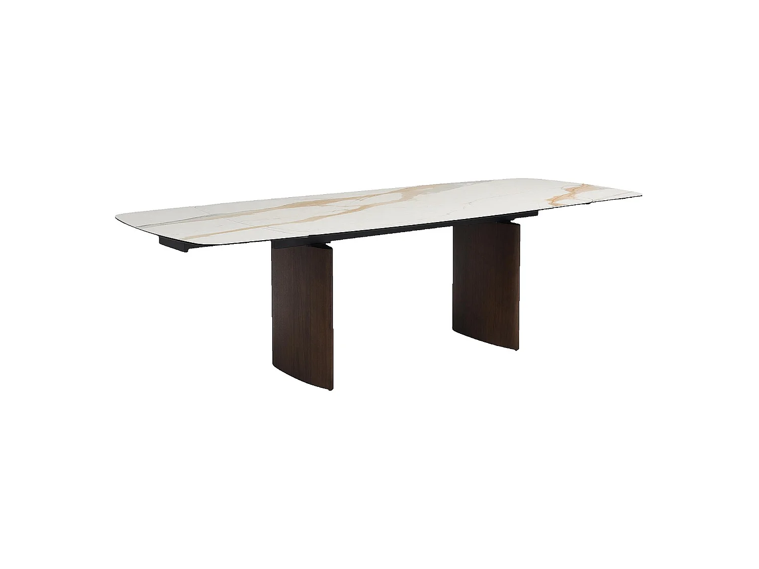 Habitat - Table à manger rectangulaire extensible en céramique et pieds finition noyer - 6 à 10 couverts - Beige - Fesinos