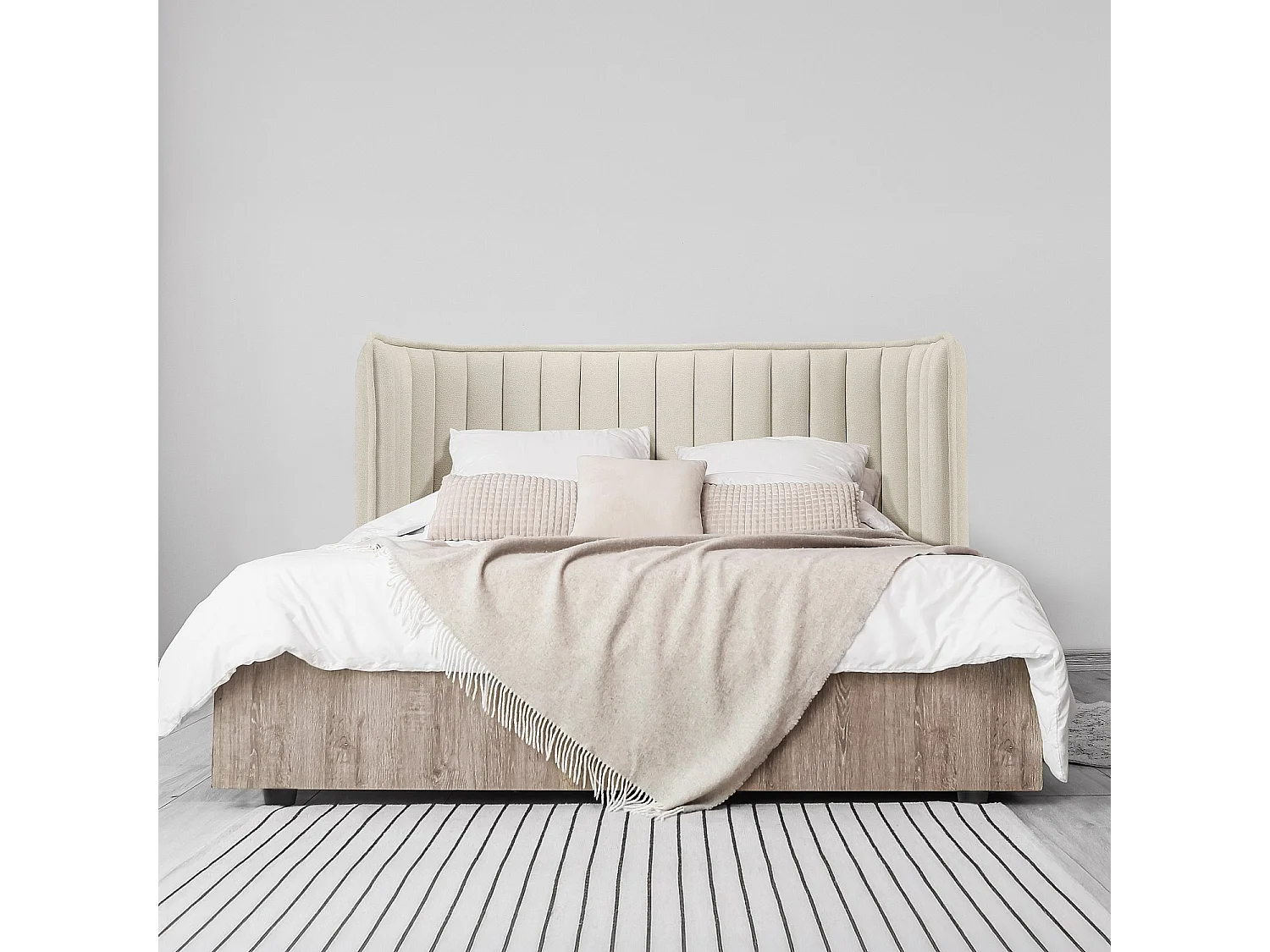 Tête de lit en tissu 244 x 102 cm - Crème