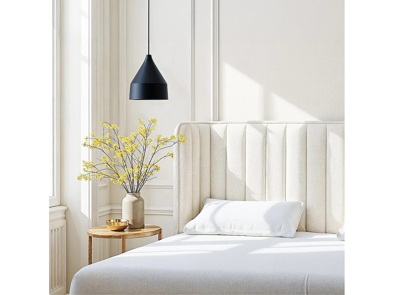 Tête de lit en tissu 244 x 102 cm - Crème