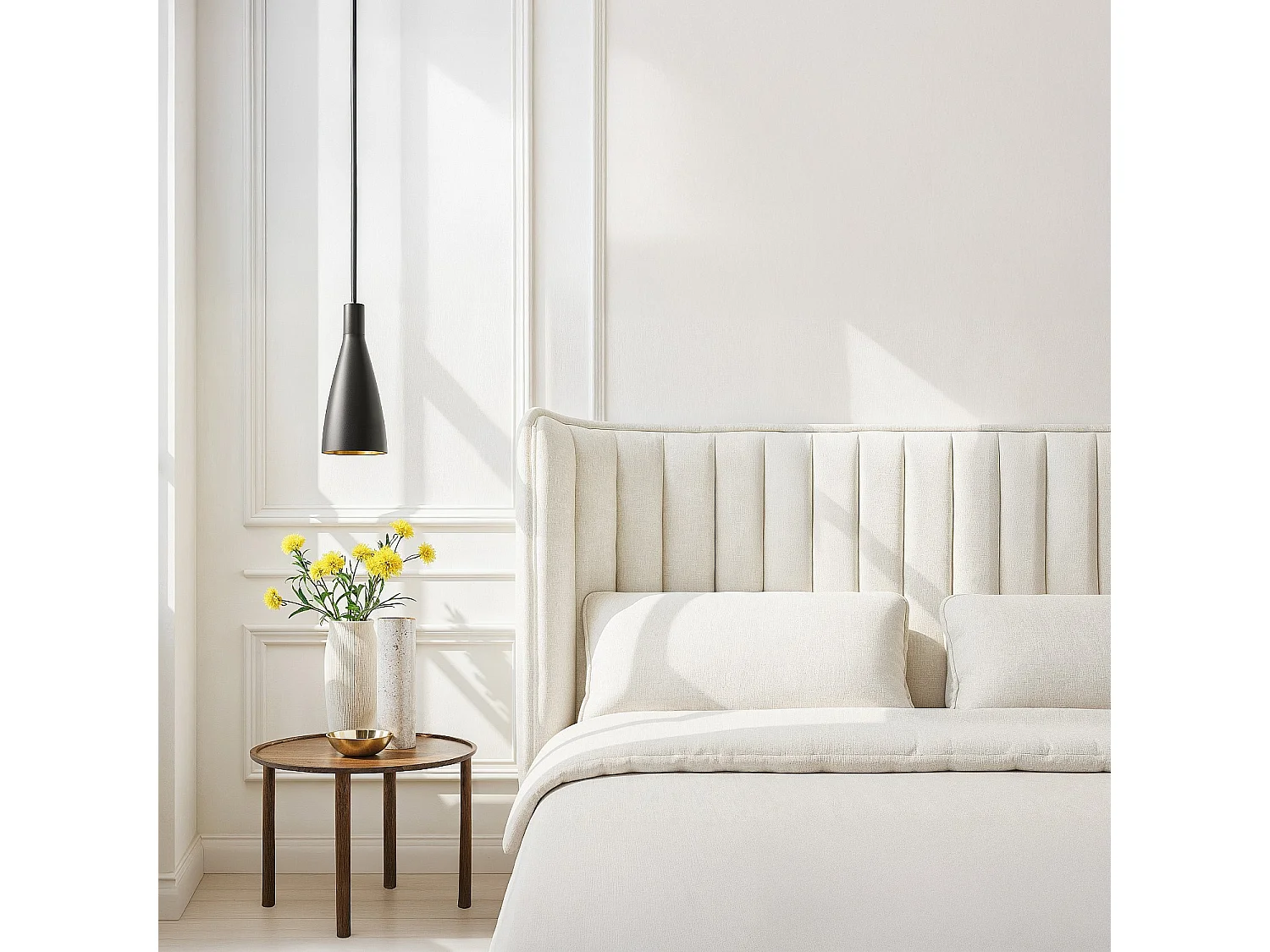Tête de lit en tissu 244 x 102 cm - Crème