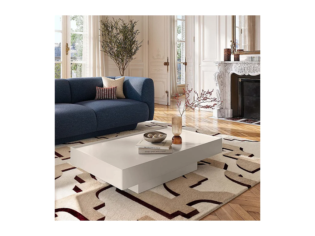 Habitat - Table basse avec tiroir coulissant - Crème - Corato