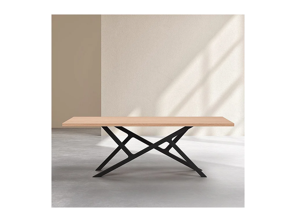 Habitat - Table rectangulaire en chêne et pieds en métal - Naturel - Uzana