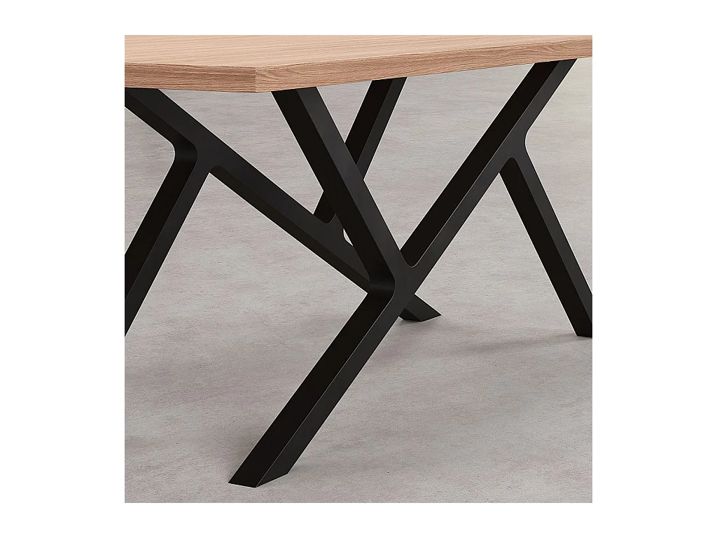 Habitat - Table rectangulaire en chêne et pieds en métal - Naturel - Uzana
